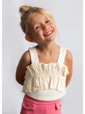 Mayoral Kız Çocuk Fırfır Detaylı Bluz Krem - 03025