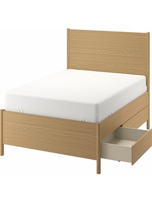 IKEA Meşe Şık Çift Kişilik Karyola 140X200 cm