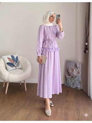 RFK Butik Kadın Dantel Detaylı Paris Etekli Takım - Lila
