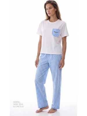 Penti Gokyüzü Mavisi Pajama Time Pamuklu Pantolon Pijama Takımı Rahat Kesim