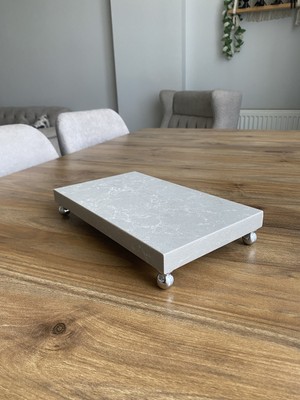 Nexa Doğaltaş Ayaklı Mermer Sunumluk ve Yağdanlık Altlığı – 25X15 cm Dikdörtgen Mermer Tepsi