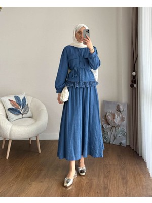 RFK Butik Kadın Dantel Detaylı Paris Etekli Takım - Lacivert