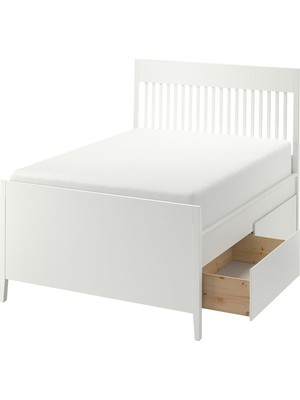 IKEA Beyaz Fonksiyonel Çift Kişilik Karyola 140X200 cm