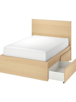 IKEA Meşe Dayanıklı Çift Kişilik Karyola 140X200 cm