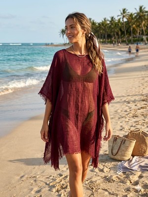 Trend Nexus Yaz Modası Bordo Pareo