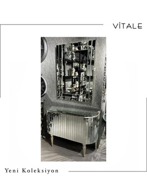 Feyza Design Yüksekliği 100 cm Çok Renkli Ahşap Aynalı Dresuar