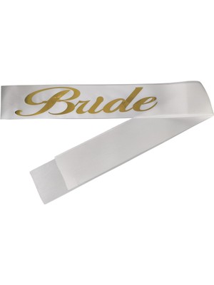 Doğaberen Bride Kuşak Bekarlığa Veda Parti Aksesuarı Beyaz Üzeri Altın