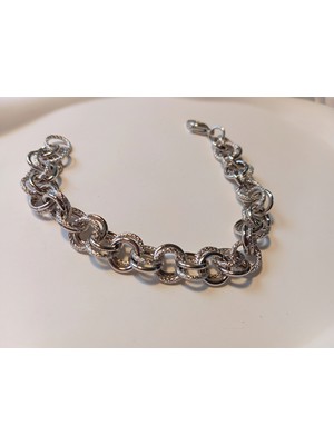 Xuping Jewelry Xuping 19CM Gümüş Kaplama Özel Dokulu Halka Bileklik - Euro Aksesuar