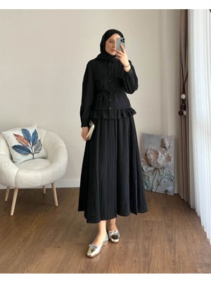 RFK Butik Kadın Dantel Detaylı Paris Etekli Takım - Siyah