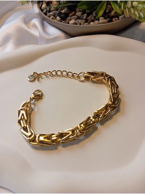 316L Çelik Ayarlanabilir Zincir Bileklik, 17-23 Cm, Kral Zincir Model, Kadın-Erkek Aksesuar, Gold Kaplama, Paslanmaz, Euro Aksesuar