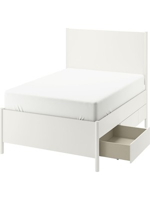 IKEA Beyaz Dayanıklı Çift Kişilik Karyola 140X200 cm