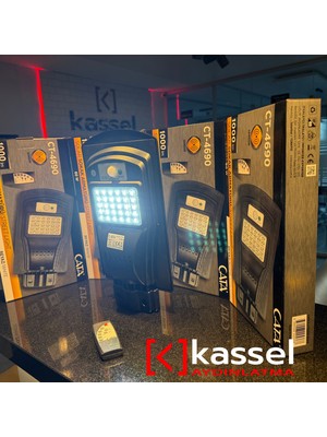 Kassel Aydınlatma Cata 60W Solar Dış Mekan Sokak Aydınlatma Güneş Enerjili Uzaktan Kumandalı Beyaz Işık
