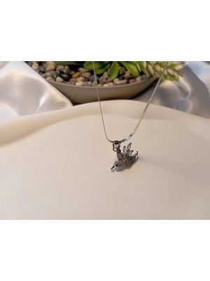 Euro Aksesuar 316L Çelik Ayarlanabilir Zincir Kolye, 45-50 Cm, Kuş Figürü, Kadın Aksesuar, Silver, Zirkon Taşlı