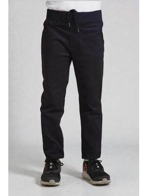 Luminur Lacivert Ribana Bel Canvas Okul Pantolonu Erkek Çocuk Regular Fit 100% Cotton 1536203