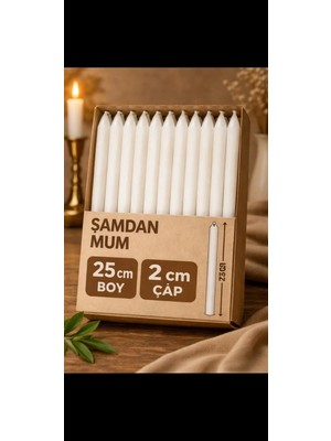 İzmir Candle 10'lu Beyaz Şamdan Mum