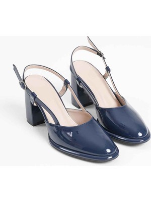 Zerenyus ZR18MS18 Premium Lacivert Rugan Kadın Topuklu Ayakkabı