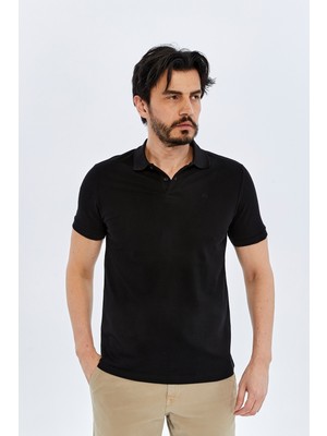 Süvari Polo Yaka Slim Fit T-Shirt TS1014000474 Siyah