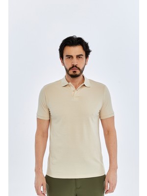 Süvari Polo Yaka Slim Fit T-Shirt TS1014000474 Bej