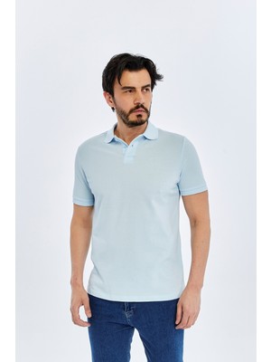 Süvari Polo Yaka Slim Fit T-Shirt TS1014000474 Buz Mavi