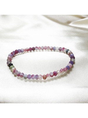 Doğal Taş Takı Dünyası Turmalin Taşı Rondela Bileklik | 4x5 mm