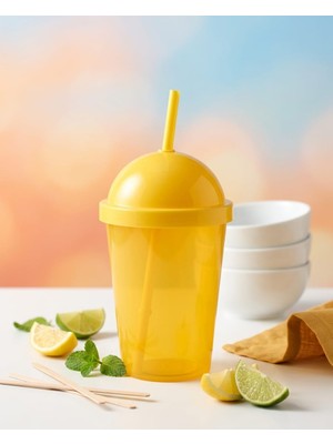 Veyla Style Pipetli Neon Bardak Sarı 450 ml