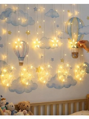 Misim Home Dekoratif Ay Yıldız Perde Işığı Sıcak Beyaz Festival ve Ev Süsleme - AA002X-7NOQN8