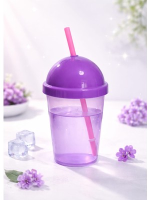 Veyla Style Pipetli Neon Bardak Mor 450 ml