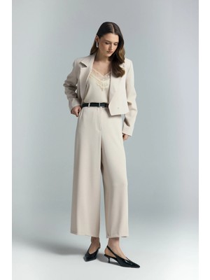 Sateen Mari Pantolon - Bej