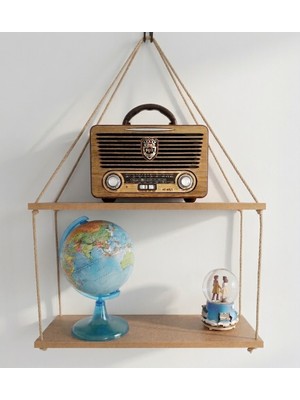 Rafçı Baba Halatlı Duvar Rafı Mdf 2 Li