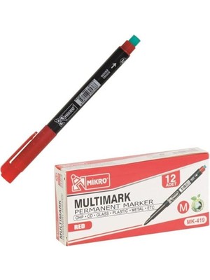 Kitabevimden Mikro CD Kalemi Permanent M Seri Kırmızı Mk 419 (12LI)