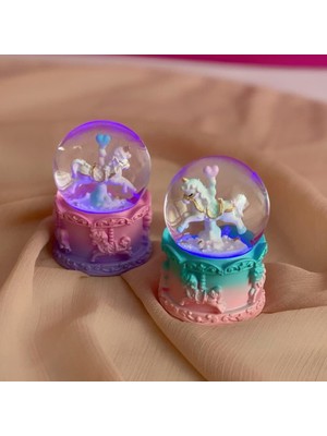 Elektronikçim Mini Boy Işıklı Unicorn Kar Küresi