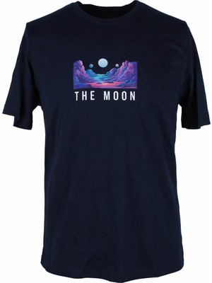 Trender 26Y595000008 Lacivert Erkek T-Shirt The Moon O Yaka Baskılı