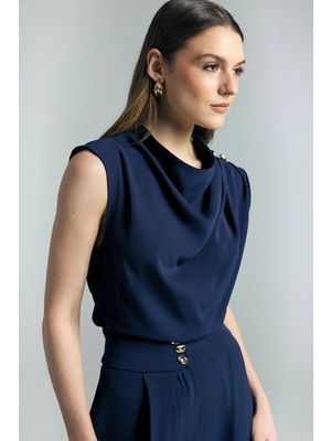 Sateen Talia Bluz - Lacivert