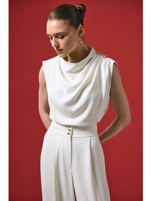 Sateen Talia Bluz - Ekru