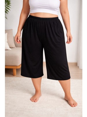  oversize pamuk penye kapri şort – büyük beden