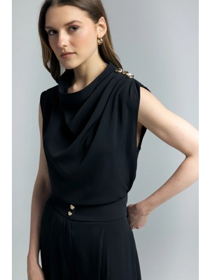 Sateen Talia Bluz - Siyah