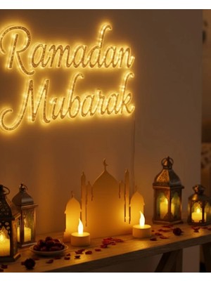 Misim Home 3D Cami Siluet Dekor 2 Pilli Mum Dahil Ramazan Masa Üstü - AA002X-7NOOZ8