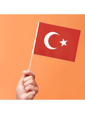 Herşey Nota Çubuklu Kağıt Türk Bayrağı 12X20 cm - 80 Adet - 23 Nisan Okul ve Kutlama Tipi