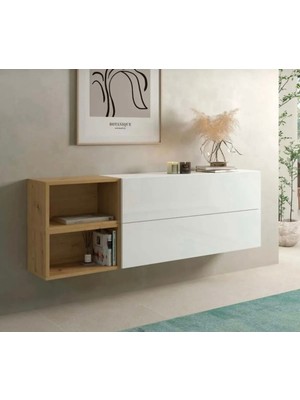 Feyza Design Beyaz Mdf Dresuar, 130 cm Genişlik, Modern ve Şık Tasarım