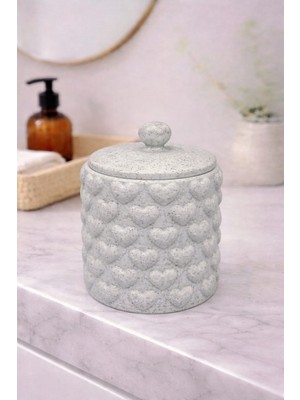 Hanart Mermer Desen Makyaj Pamuğu Kutusu Organizer Kutu 2