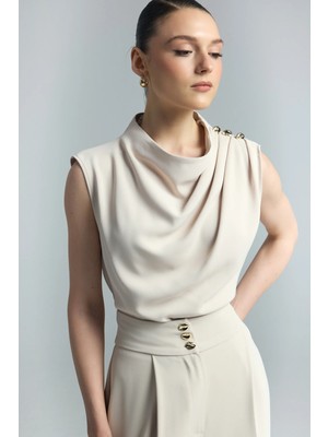 Sateen Talia Bluz - Bej