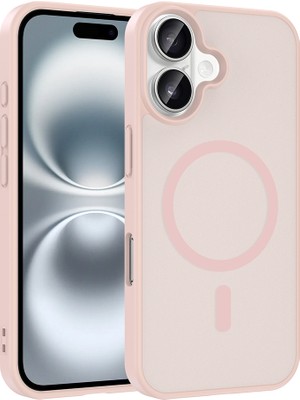Nova Global iPhone 16 Plus Kılıf M-Safe Şarj Özellikli Zore Babet Kapak - Pembe