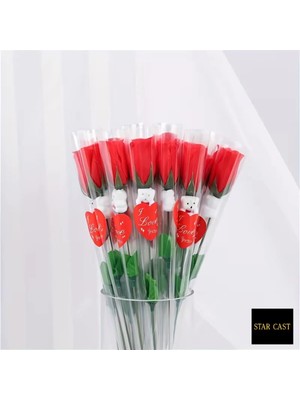 Star Cast Yapay Ayı Gül Buketi – Sevgililer Günü Özel Tasarım | Dekoratif Çiçek & Hediye