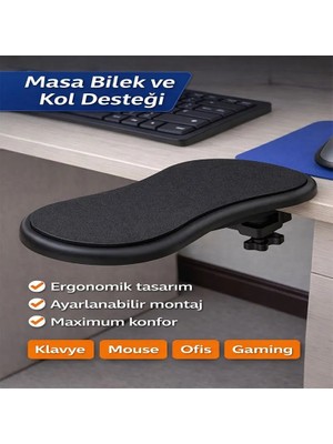 Dexmon Ayarlanabilir Masa Sandalye Kol Dirsek Dayama Pedi Desteği Aparatı Klavye Mouse