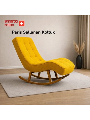 Smarto Relax Dinlenme Koltuğu Paris 2 Serisi (Sarı) –, Sallanan Ergonomik, Teddy/Şönil Kumaş, Modern Dekoratif Tekli Koltuk (Salon/Oturma Odası)