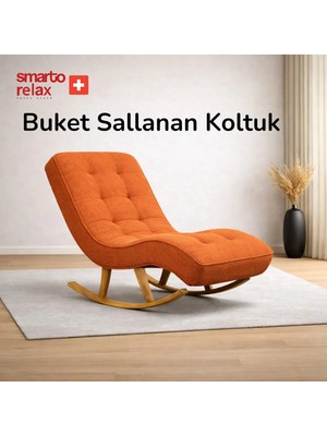 Smarto Relax Dinlenme Koltuğu Buket Serisi, – Ergonomik Sırt Destekli Tasarım, Teddy Leke Tutmaz Kumaş, Modern Dekoratif Tekli Koltuk (Salon/Oturma Odası)(Turuncu)