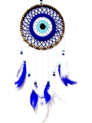 Ieg™ Nazar Boncuğu Desenli Kuş Tüylü El Yapımı Düş Kapanı Duvar Süsü