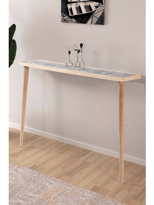 Feyza Design Doğal Masif Ahşap Dresuar - 122X20CM Gri Renkli