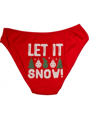 Ieg™ Kırmızı Yılbaşı Desenli Let It Snow Pamuklu Külot