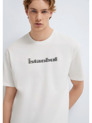 Mavi Istanbul Baskılı Ekru Tişört 0613664-70057